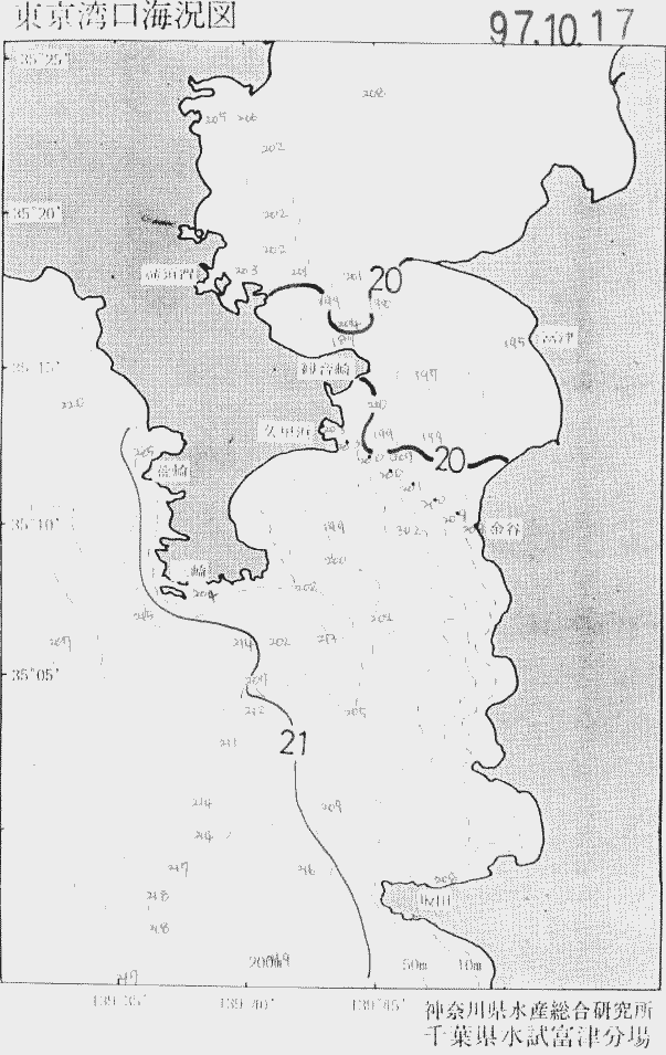 海況図, 東京湾口海況図 検索結果, (水温分布 等を図示)
