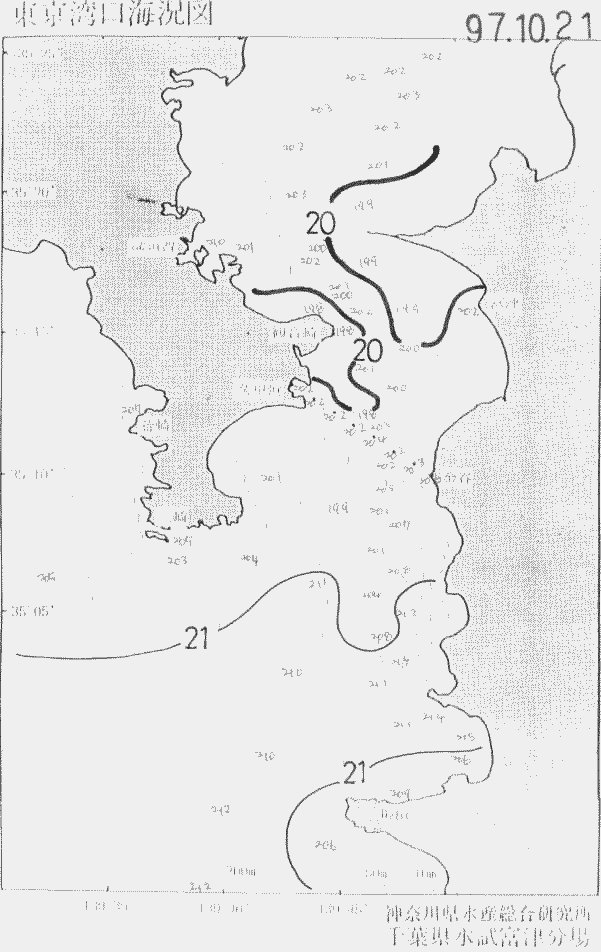 海況図, 東京湾口海況図 検索結果, (水温分布 等を図示)