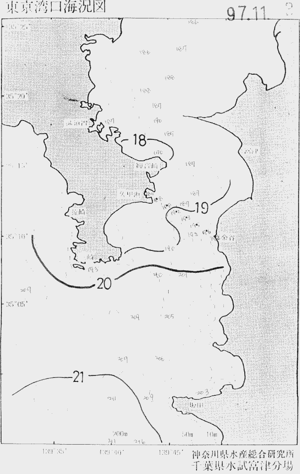 海況図, 東京湾口海況図 検索結果, (水温分布 等を図示)