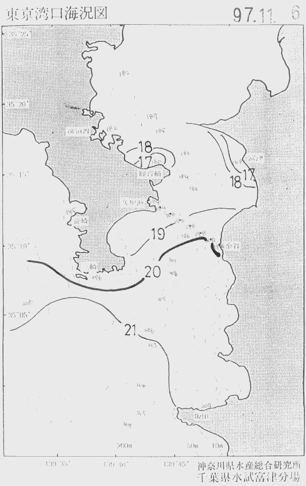 海況図, 東京湾口海況図 検索結果, (水温分布 等を図示)