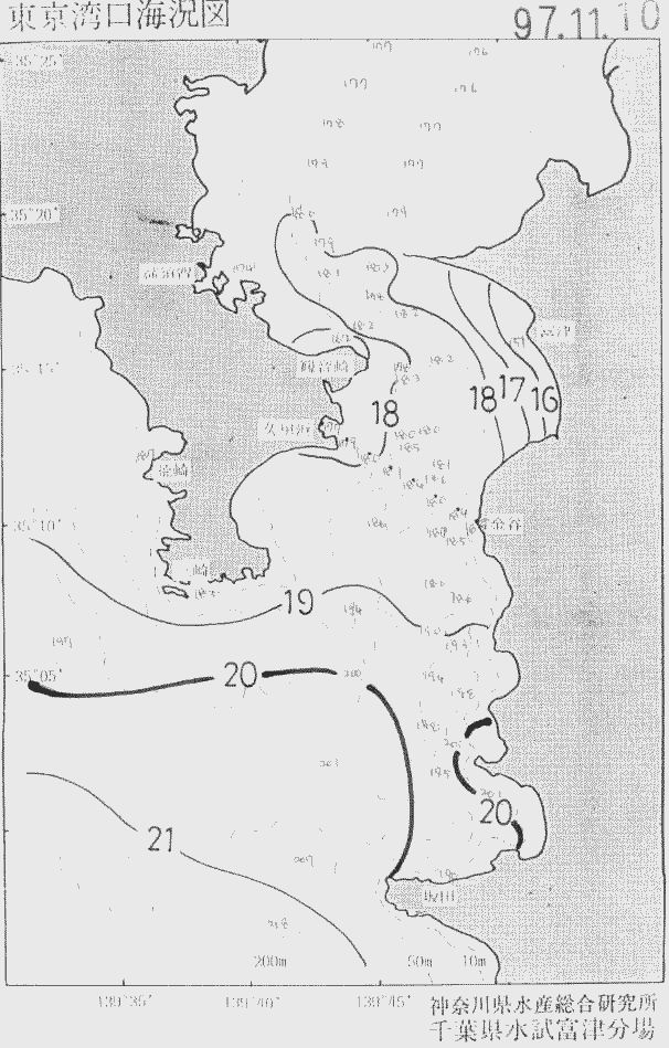 海況図, 東京湾口海況図 検索結果, (水温分布 等を図示)