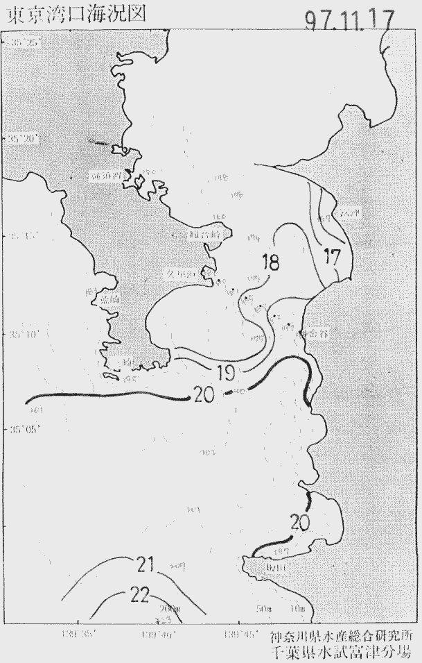 海況図, 東京湾口海況図 検索結果, (水温分布 等を図示)