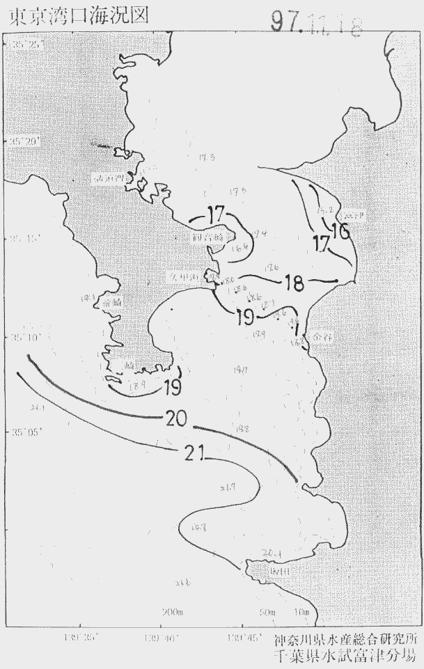 海況図, 東京湾口海況図 検索結果, (水温分布 等を図示)