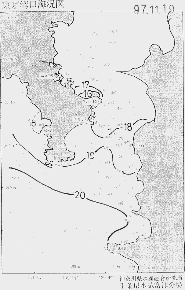 海況図, 東京湾口海況図 検索結果, (水温分布 等を図示)