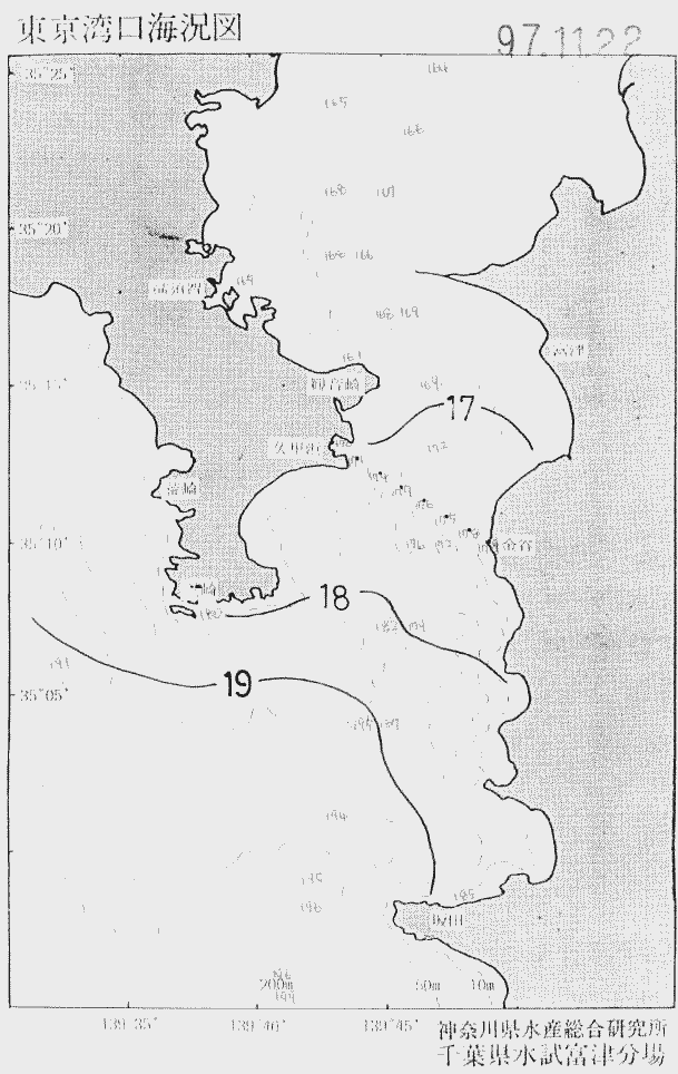 海況図, 東京湾口海況図 検索結果, (水温分布 等を図示)