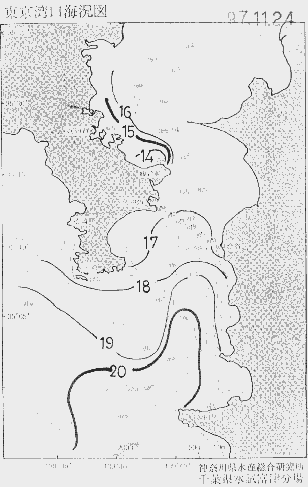 海況図, 東京湾口海況図 検索結果, (水温分布 等を図示)