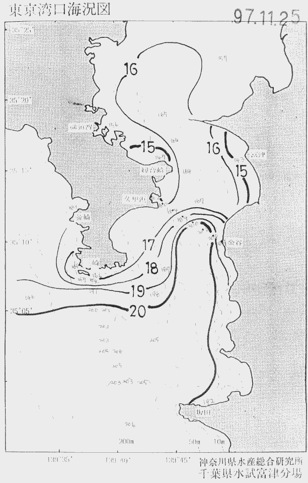 海況図, 東京湾口海況図 検索結果, (水温分布 等を図示)