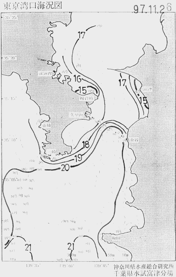 海況図, 東京湾口海況図 検索結果, (水温分布 等を図示)