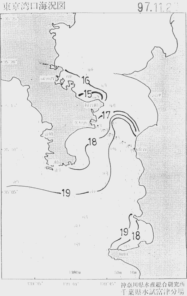 海況図, 東京湾口海況図 検索結果, (水温分布 等を図示)