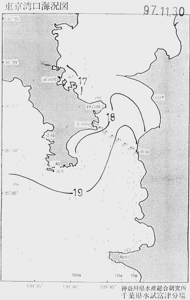 海況図, 東京湾口海況図 検索結果, (水温分布 等を図示)