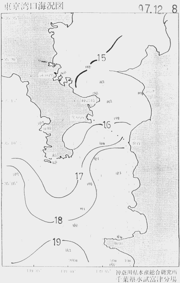 海況図, 東京湾口海況図 検索結果, (水温分布 等を図示)