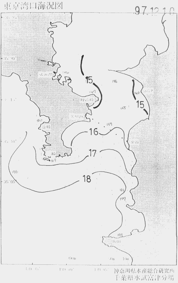 海況図, 東京湾口海況図 検索結果, (水温分布 等を図示)