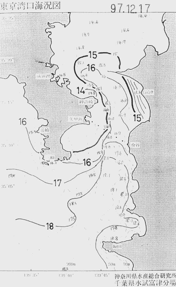 海況図, 東京湾口海況図 検索結果, (水温分布 等を図示)