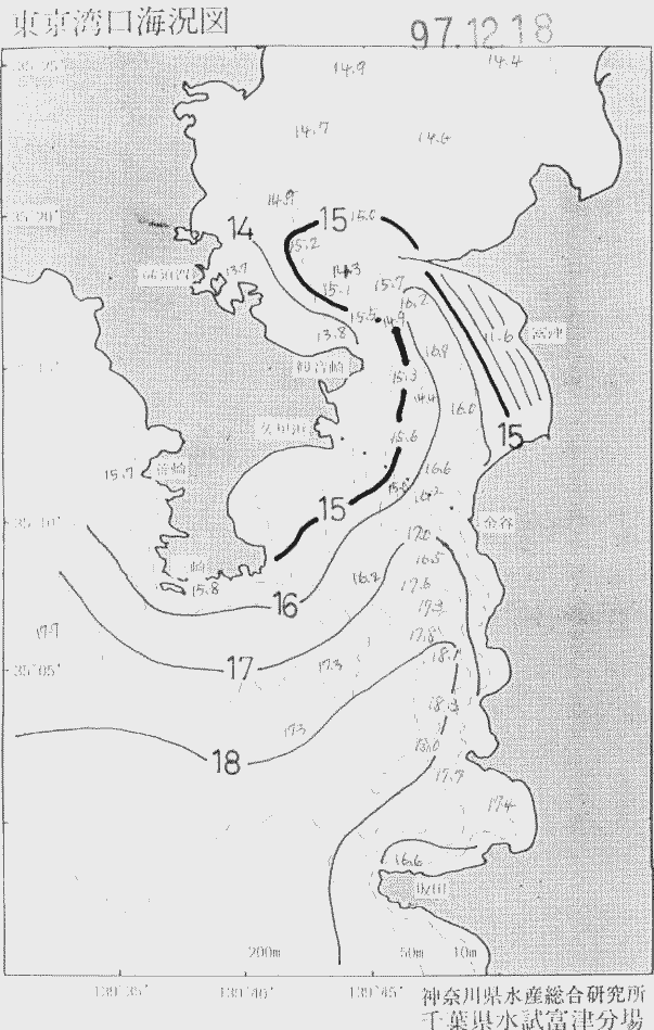 海況図, 東京湾口海況図 検索結果, (水温分布 等を図示)