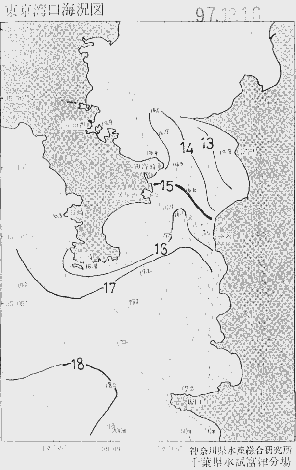 海況図, 東京湾口海況図 検索結果, (水温分布 等を図示)