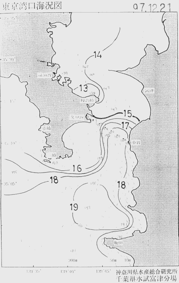 海況図, 東京湾口海況図 検索結果, (水温分布 等を図示)