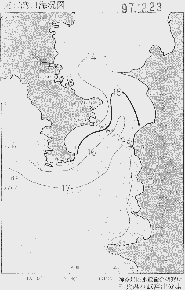 海況図, 東京湾口海況図 検索結果, (水温分布 等を図示)