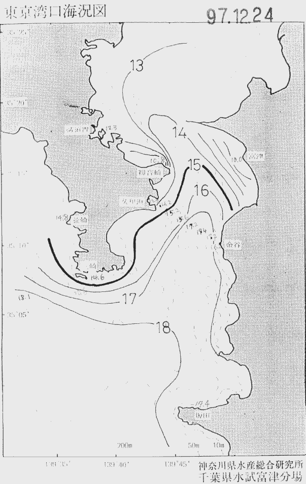海況図, 東京湾口海況図 検索結果, (水温分布 等を図示)