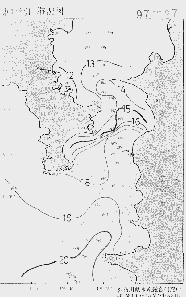 海況図, 東京湾口海況図 検索結果, (水温分布 等を図示)