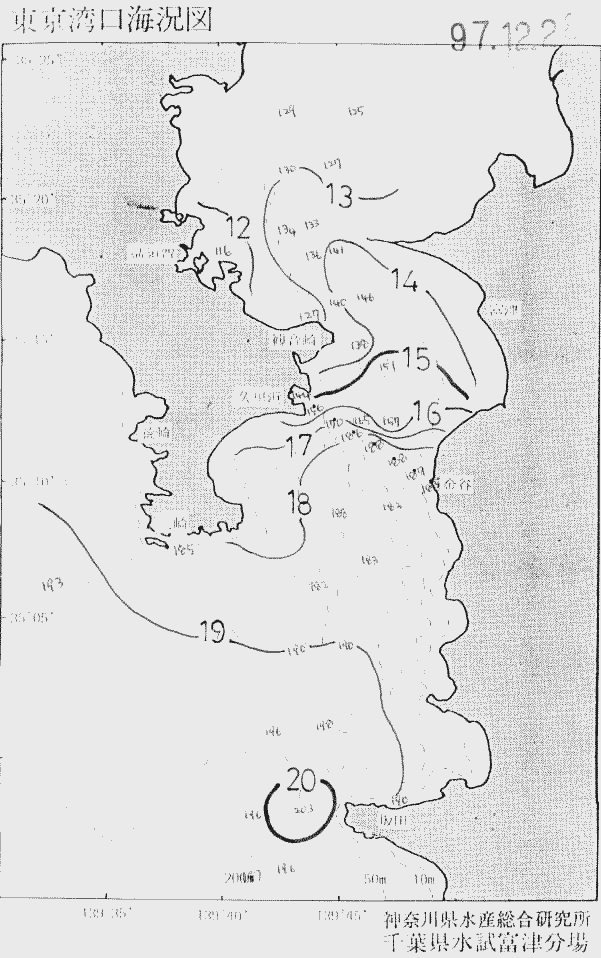 海況図, 東京湾口海況図 検索結果, (水温分布 等を図示)