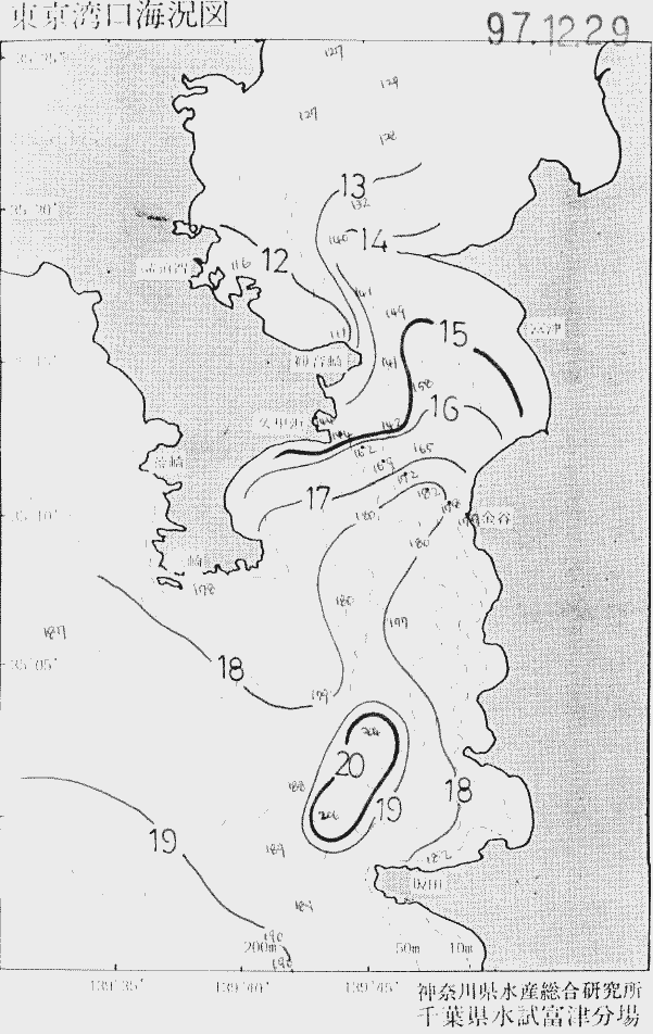 海況図, 東京湾口海況図 検索結果, (水温分布 等を図示)