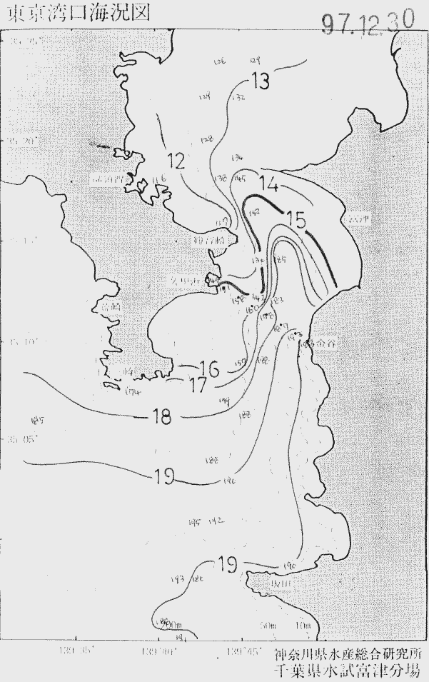 海況図, 東京湾口海況図 検索結果, (水温分布 等を図示)