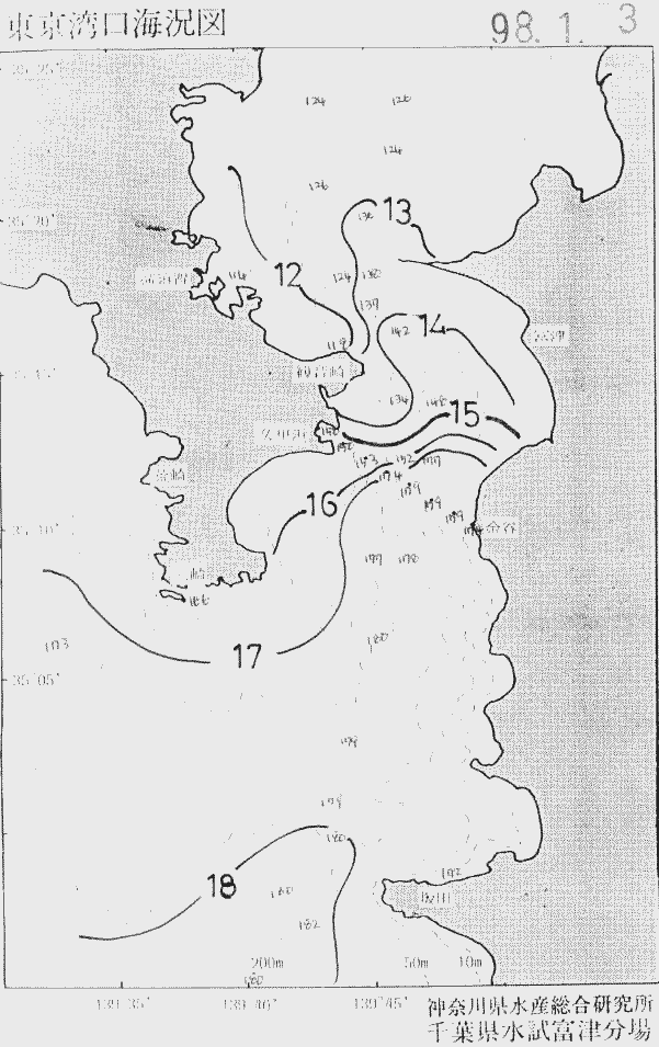 海況図, 東京湾口海況図 検索結果, (水温分布 等を図示)