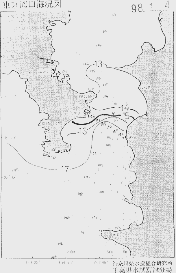 海況図, 東京湾口海況図 検索結果, (水温分布 等を図示)