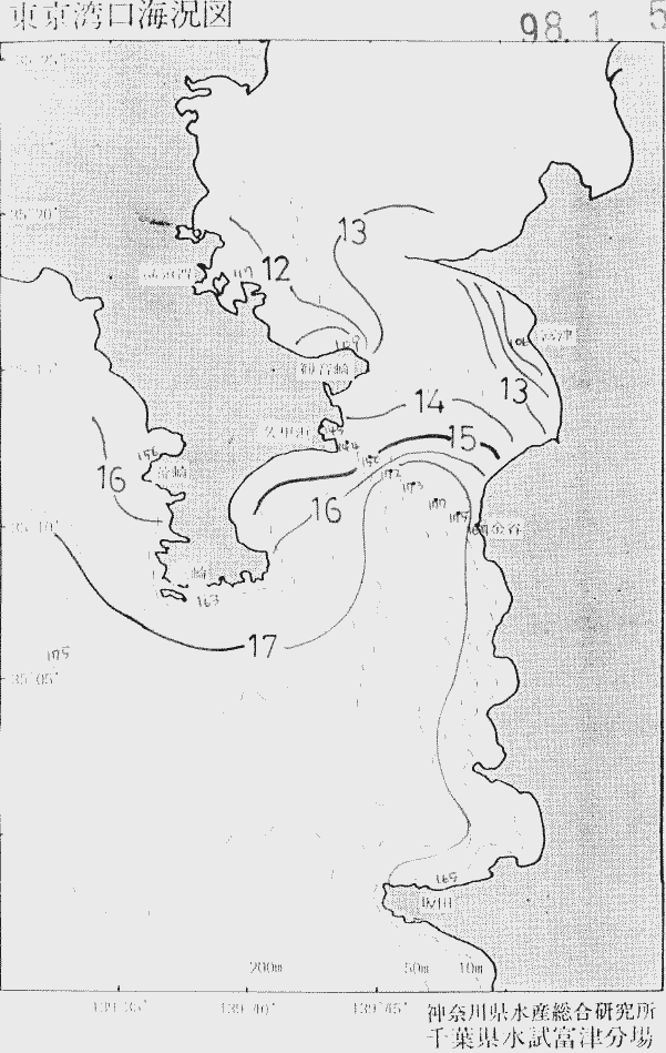 海況図, 東京湾口海況図 検索結果, (水温分布 等を図示)