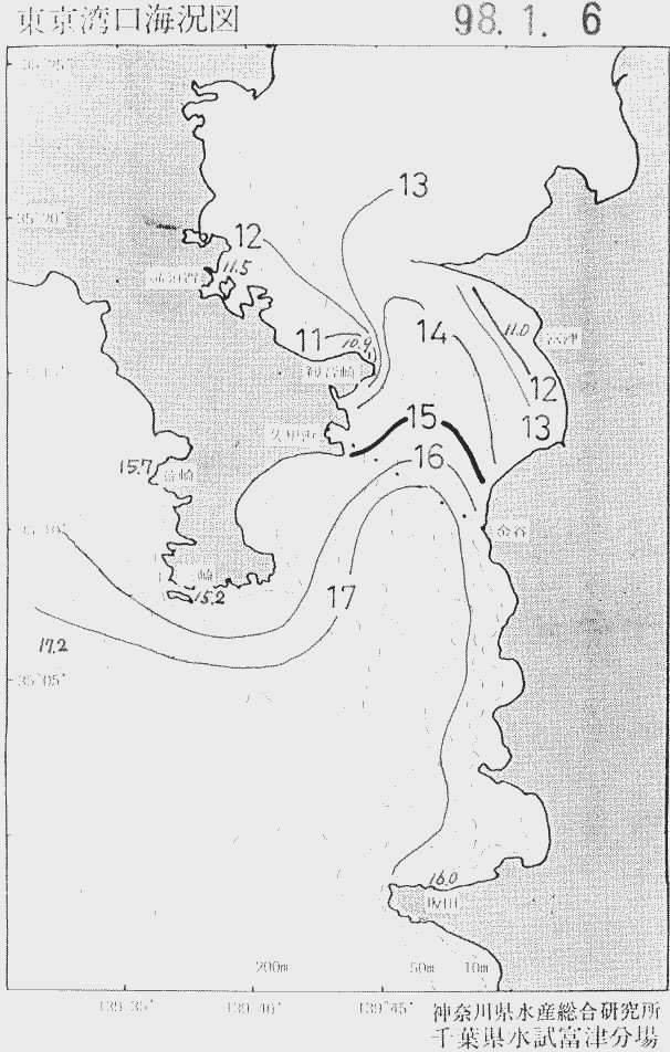 海況図, 東京湾口海況図 検索結果, (水温分布 等を図示)
