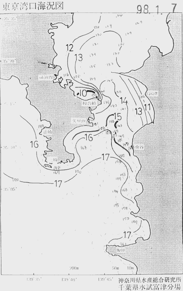 海況図, 東京湾口海況図 検索結果, (水温分布 等を図示)