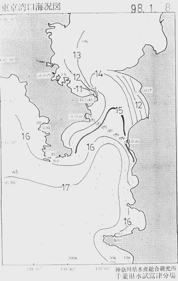 海況図, 東京湾口海況図 検索結果, (水温分布 等を図示)