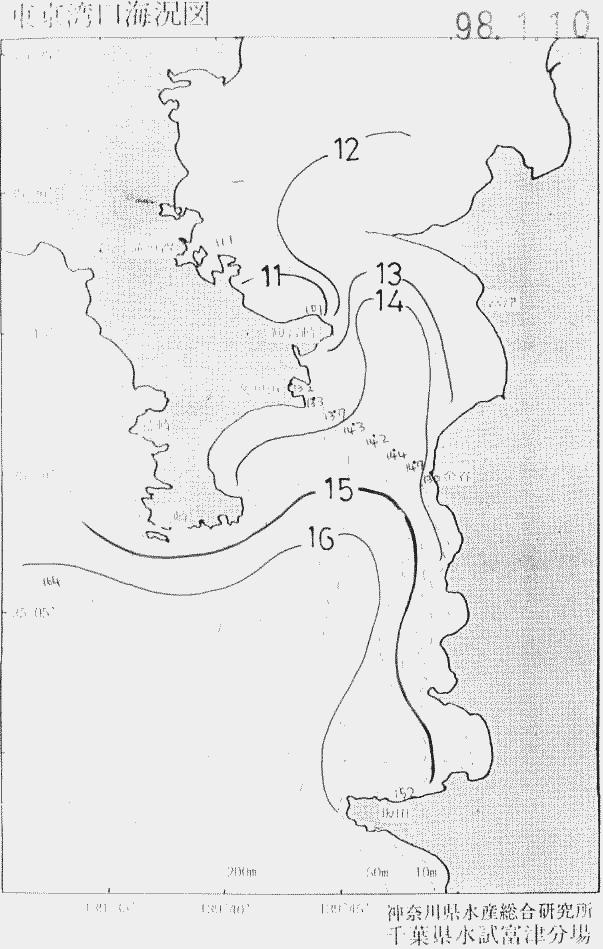 海況図, 東京湾口海況図 検索結果, (水温分布 等を図示)