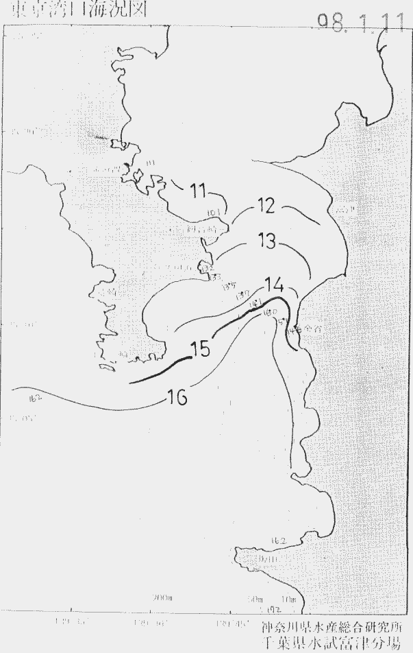 海況図, 東京湾口海況図 検索結果, (水温分布 等を図示)