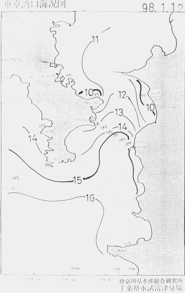 海況図, 東京湾口海況図 検索結果, (水温分布 等を図示)