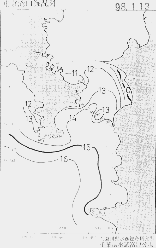 海況図, 東京湾口海況図 検索結果, (水温分布 等を図示)