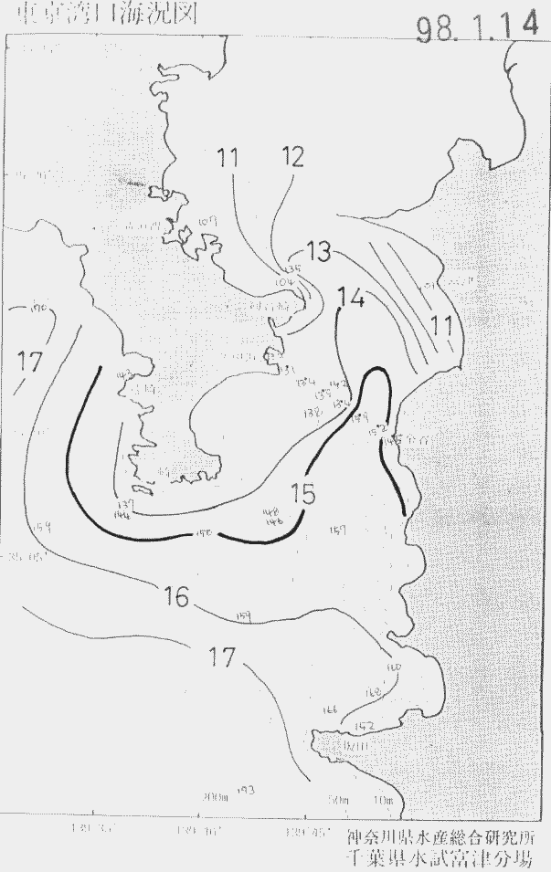 海況図, 東京湾口海況図 検索結果, (水温分布 等を図示)