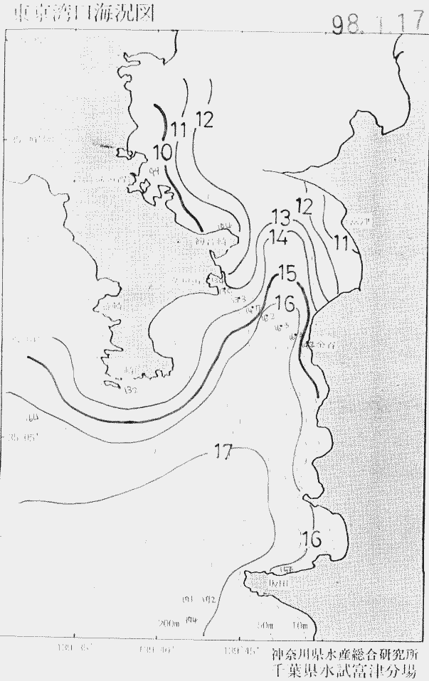 海況図, 東京湾口海況図 検索結果, (水温分布 等を図示)