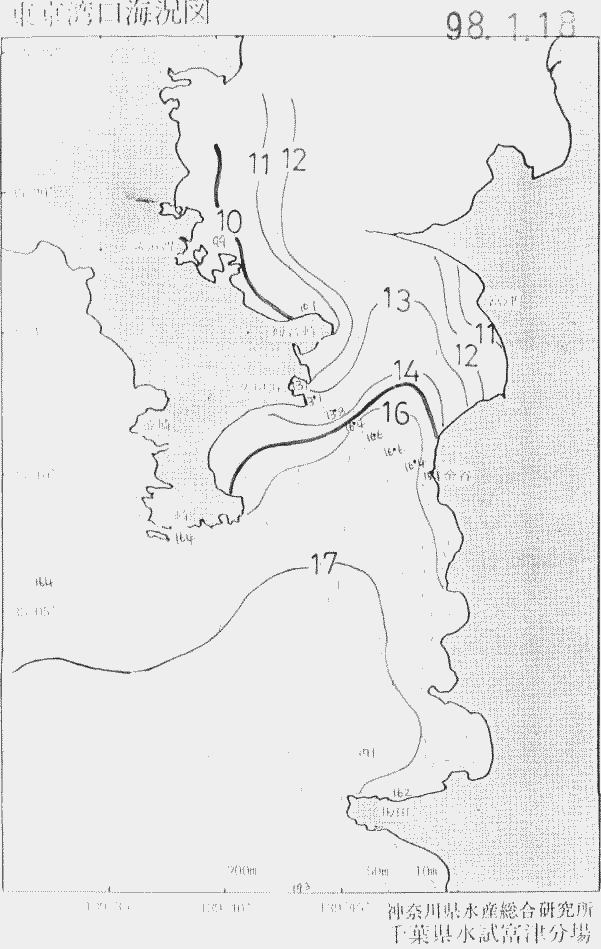 海況図, 東京湾口海況図 検索結果, (水温分布 等を図示)