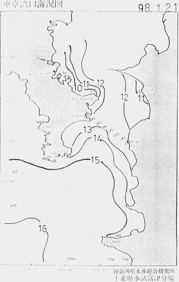 海況図, 東京湾口海況図 検索結果, (水温分布 等を図示)