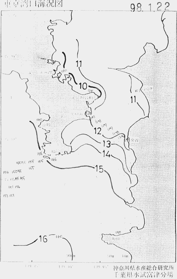 海況図, 東京湾口海況図 検索結果, (水温分布 等を図示)