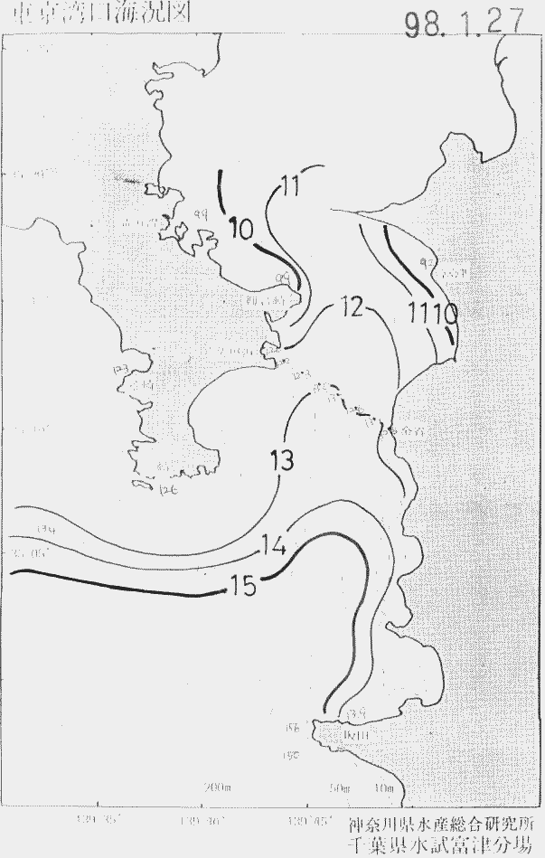 海況図, 東京湾口海況図 検索結果, (水温分布 等を図示)