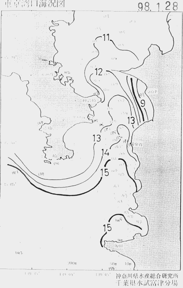 海況図, 東京湾口海況図 検索結果, (水温分布 等を図示)