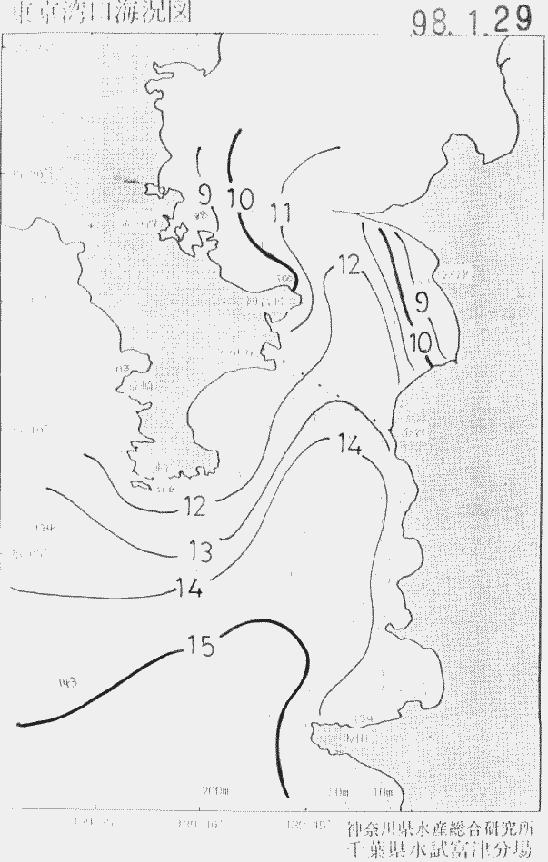 海況図, 東京湾口海況図 検索結果, (水温分布 等を図示)