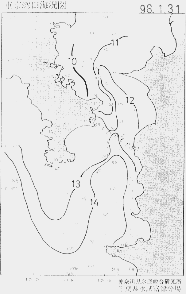 海況図, 東京湾口海況図 検索結果, (水温分布 等を図示)