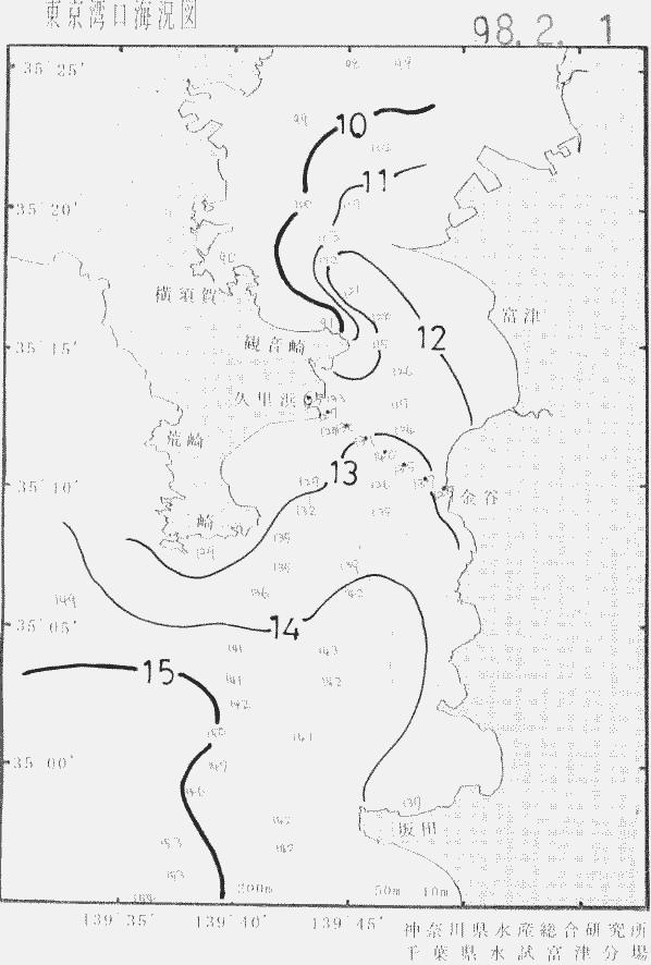 海況図, 東京湾口海況図 検索結果, (水温分布 等を図示)