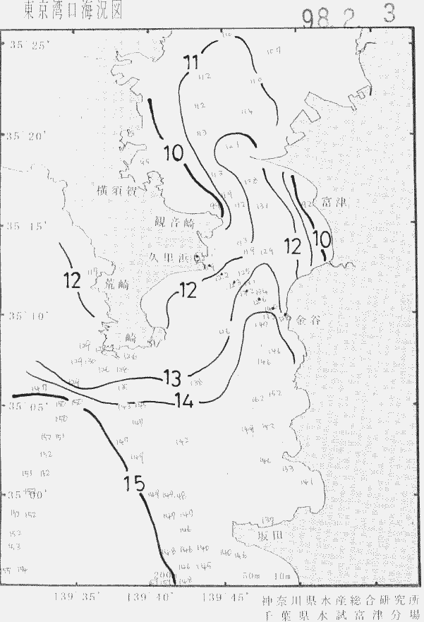 海況図, 東京湾口海況図 検索結果, (水温分布 等を図示)