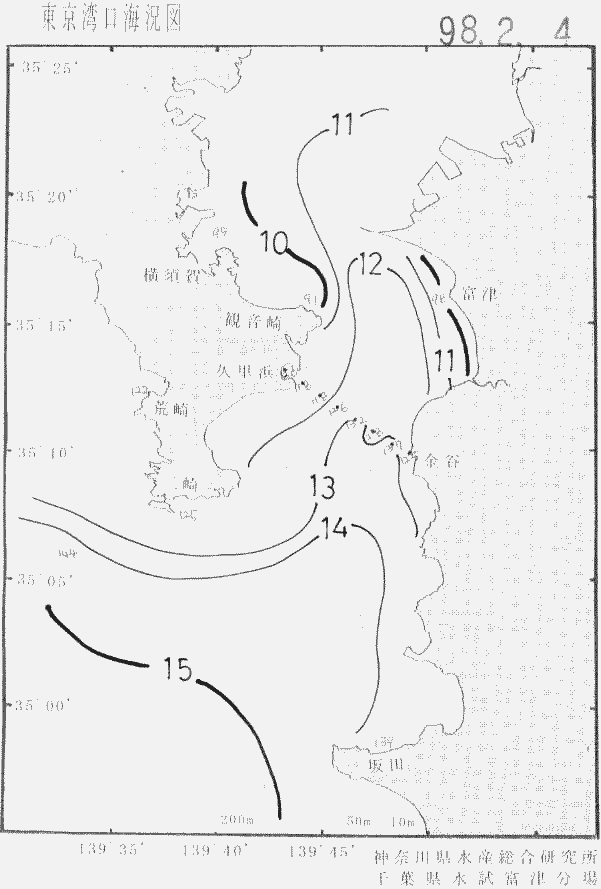 海況図, 東京湾口海況図 検索結果, (水温分布 等を図示)
