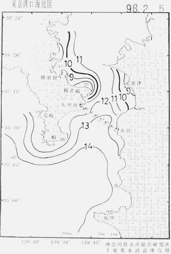 海況図, 東京湾口海況図 検索結果, (水温分布 等を図示)