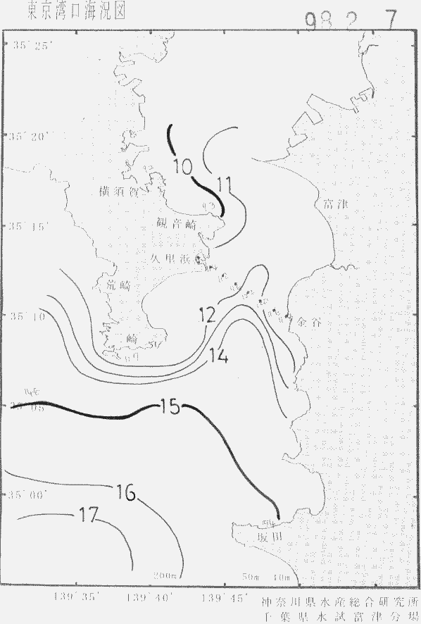 海況図, 東京湾口海況図 検索結果, (水温分布 等を図示)